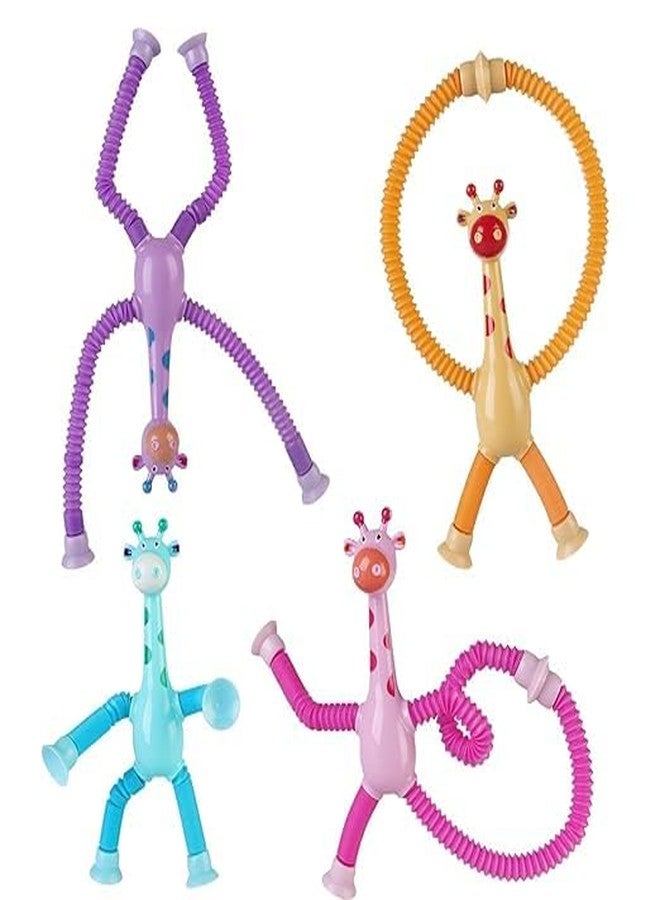 SUNBEET LED Telescopic Suction Cup Giraffe Toy, Pop Tubes Fidget Toys, Shape Changing Telescopic Sensory Tubes Fidget Tubes Sensory Toys (Pack of 3) - Image 1
